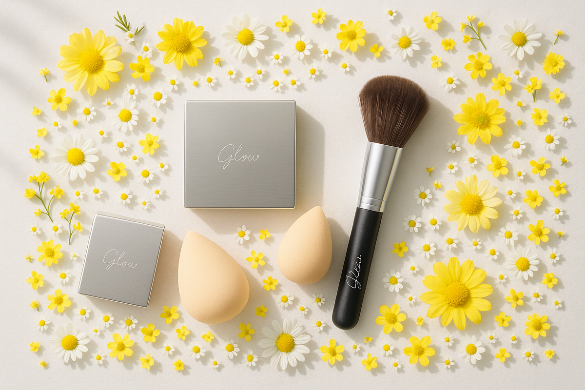 ファンデーションブラシとスポンジの使い分けイメージ（ベースメイクの仕上がりを変えるツール）